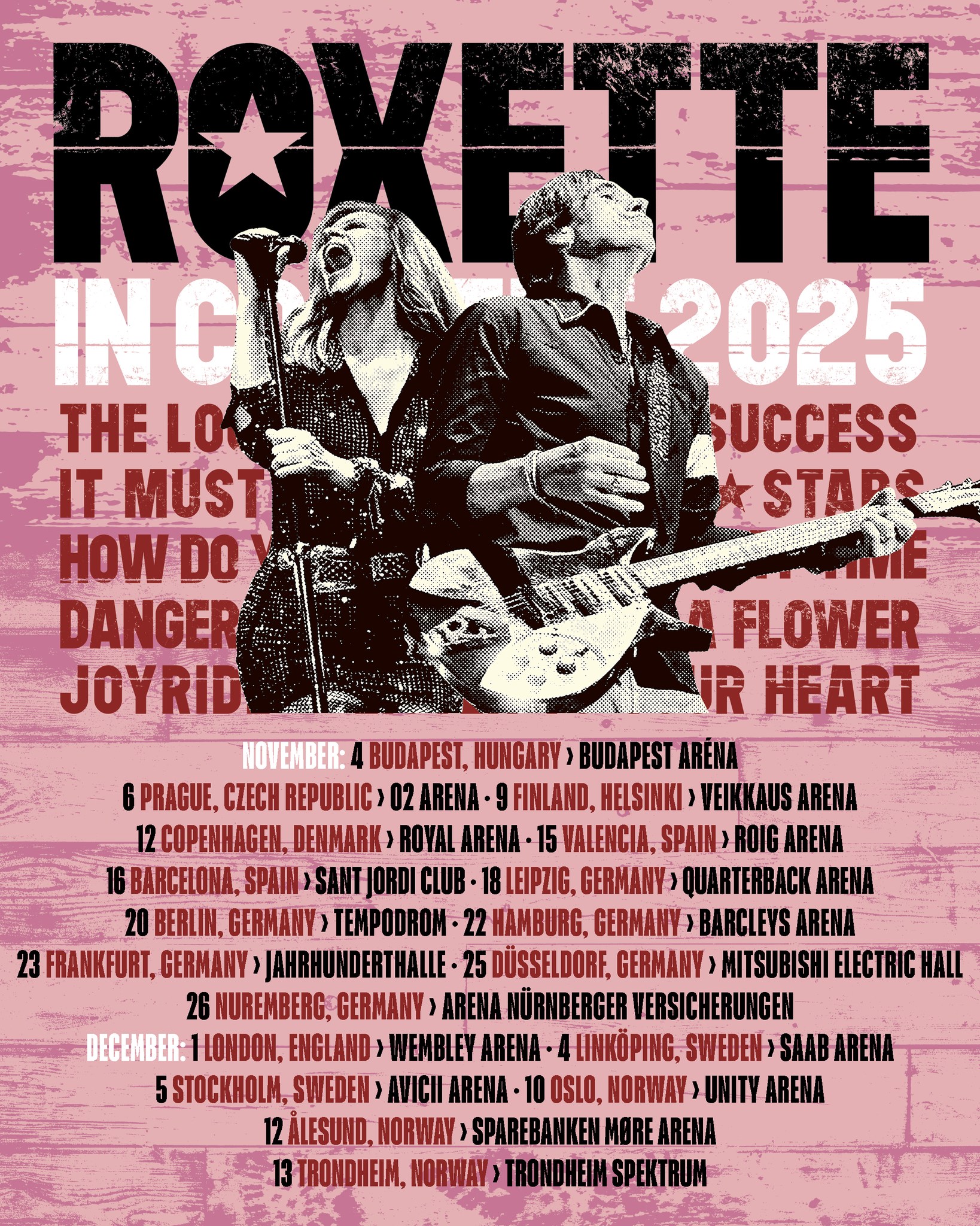 Roxette In Concert Tour Poster 2025